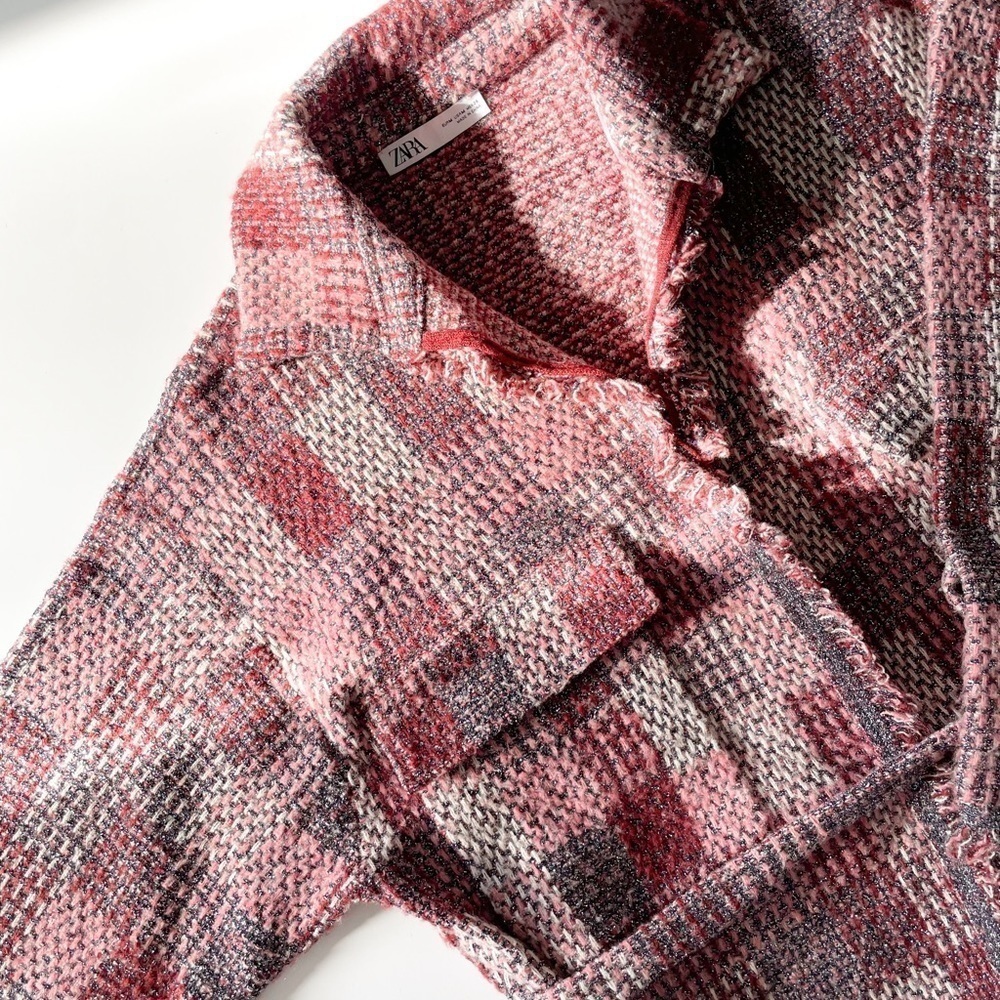 Zara Tweed Patchwork Belted Jacket - Picture 10 of 15